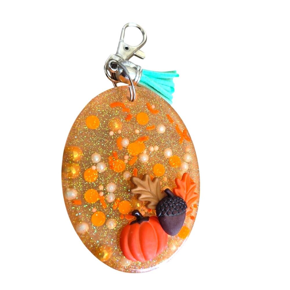 3" Frosted Pumpkin fall purse or keychain charm